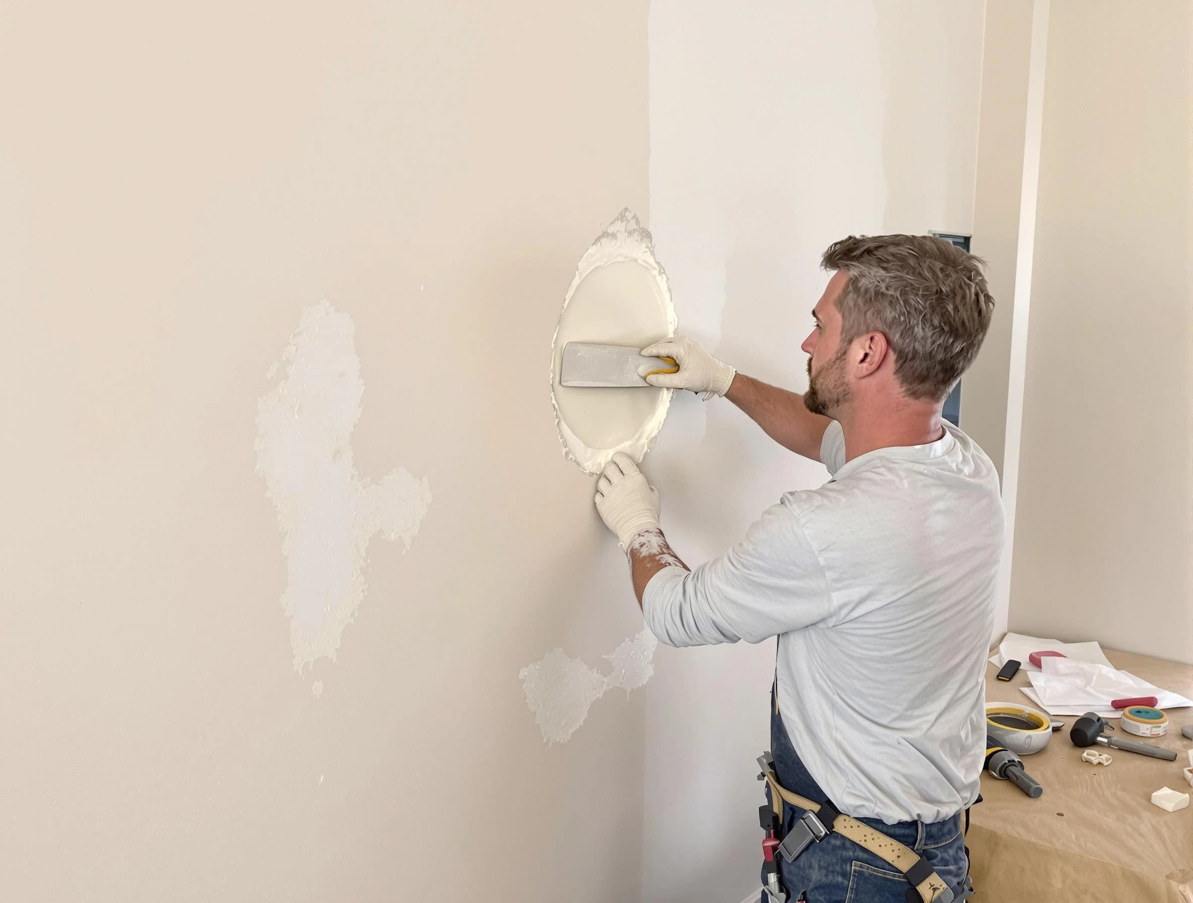 Streetsboro House Painters technician patching a drywall hole in Streetsboro, OH