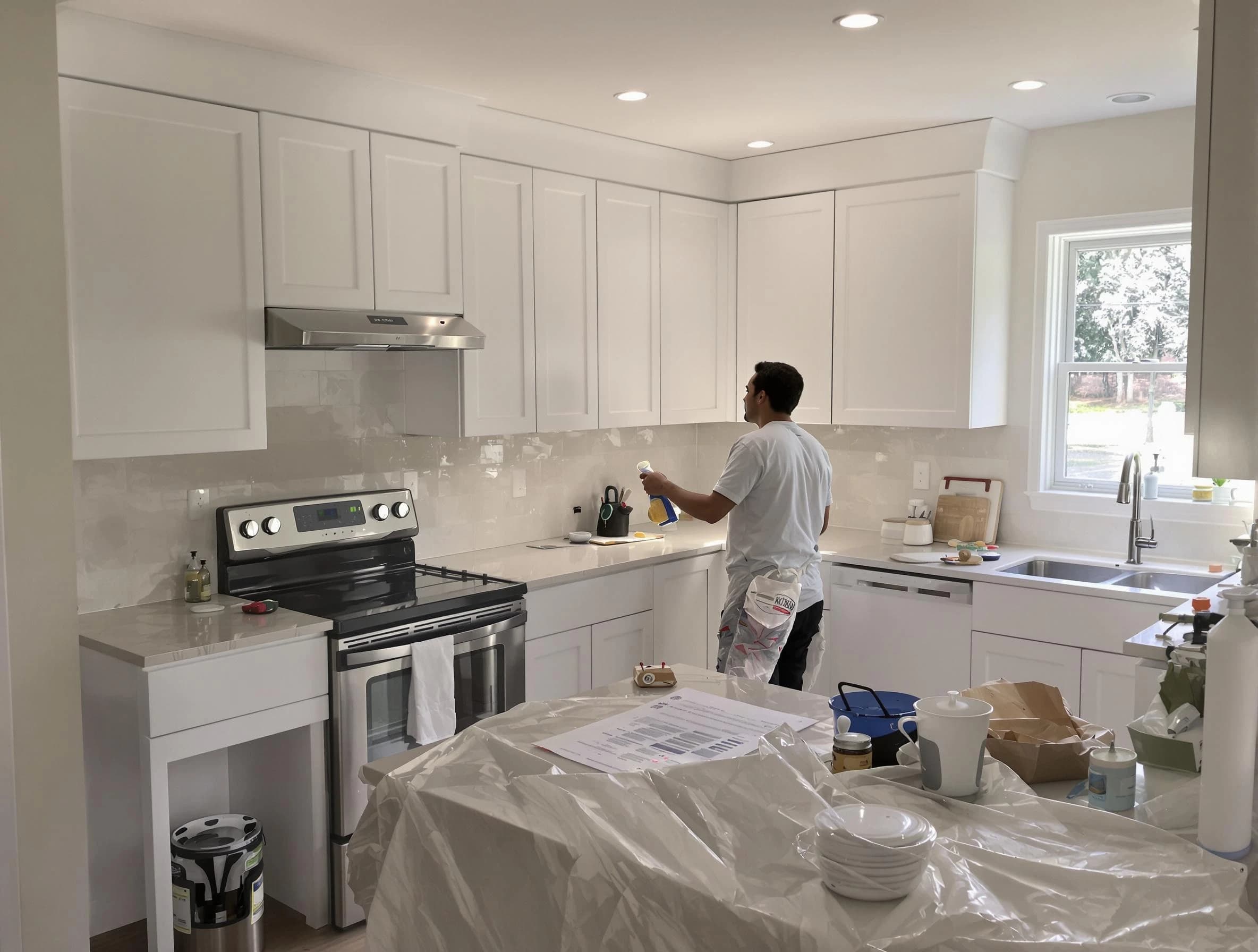 Streetsboro House Painters performing detailed kitchen painting in Streetsboro